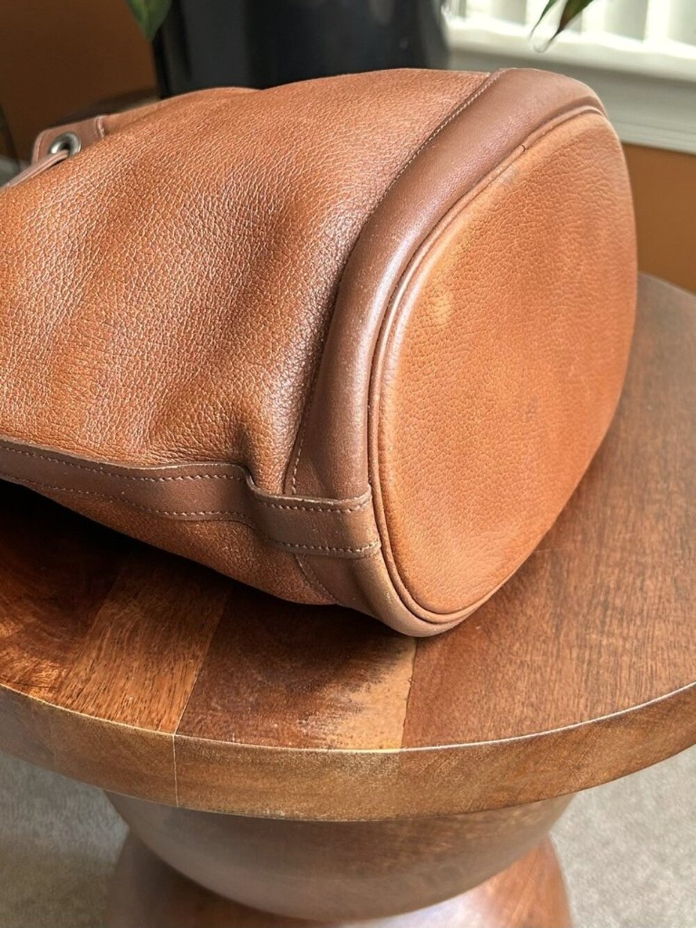 BURBERRY Calfskin Drawstring Bucket Bag, British Tan - Picture 13 of 13